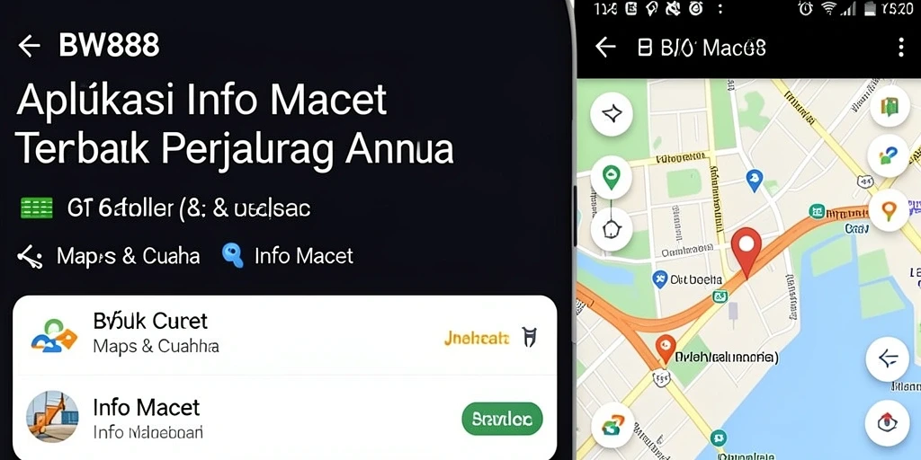 Antarmuka pengguna BW888 yang menampilkan informasi kemacetan.