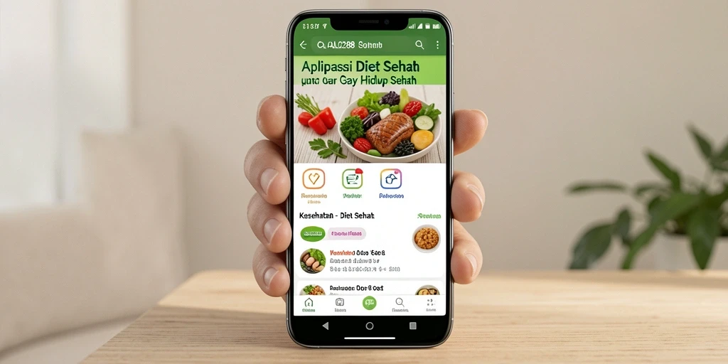 Tampilan antarmuka aplikasi Diet Sehat CALO288 yang menarik dan informatif.