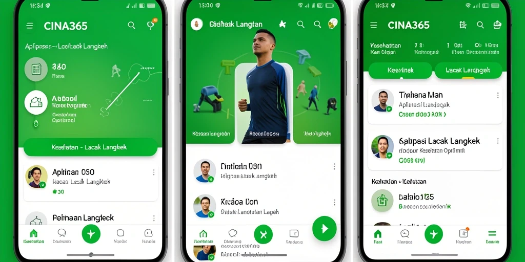 Tampilan antarmuka utama CINA365 dengan fitur Lacak Langkah.