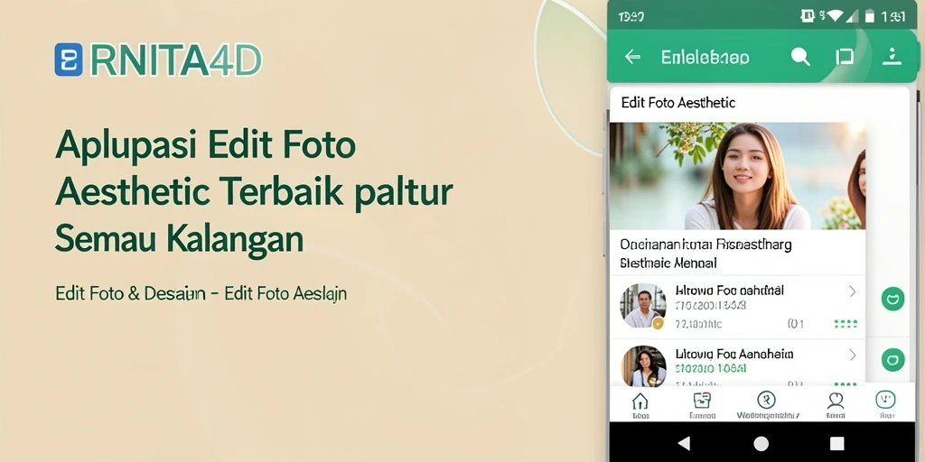 Antarmuka pengguna ERNITA4D dengan fitur Edit Foto Aesthetic yang lengkap.