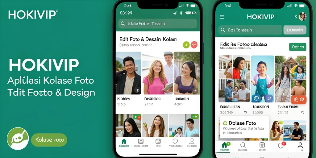 Antarmuka HOKIVIP saat mengedit kolase foto yang menarik.