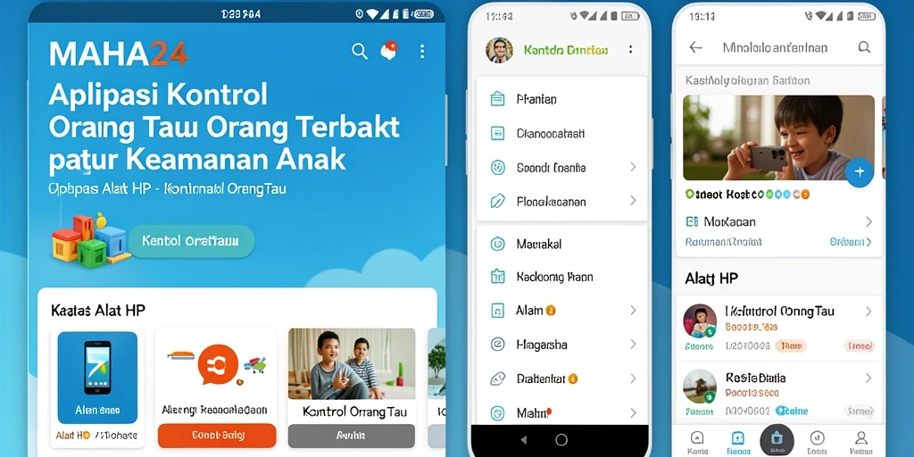 Tampilan antarmuka MAHA24 untuk kontrol orang tua yang mudah digunakan.