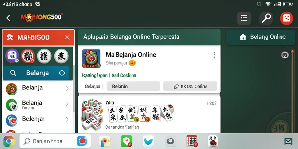 Tampilan antarmuka aplikasi MAHJONG500 untuk belanja online yang menarik.