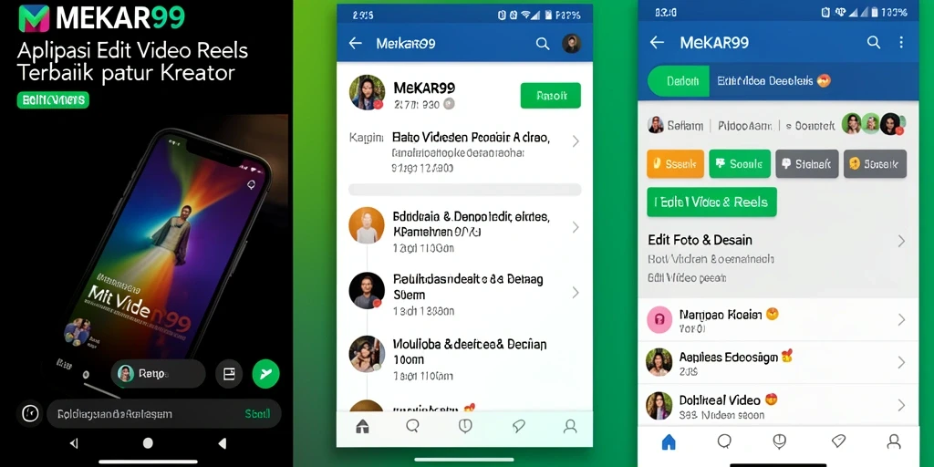 Antarmuka aplikasi MEKAR99 untuk Edit Video Reels yang menarik dan mudah digunakan.